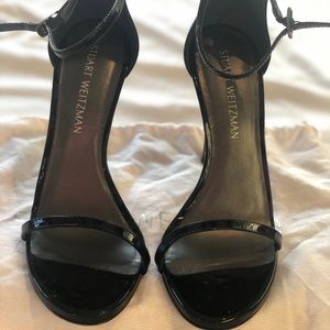 Stuart Weizmann Nudist Patent Black Heels